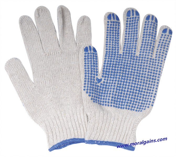 COTTON KNIT GLOVES PVC DOTTED