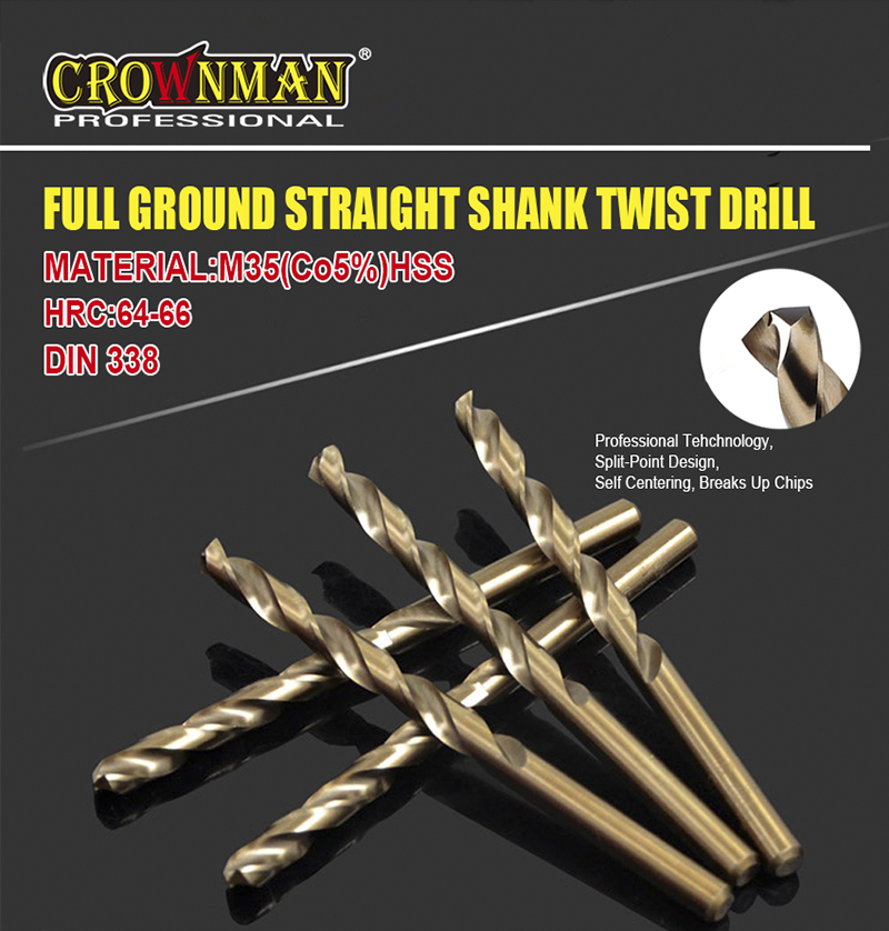 CROWNMAN Full Ground Straight Shank Twist Drill