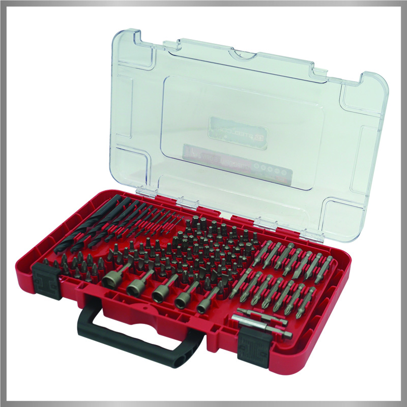 DRILL & BIT SET IN TRANSPARENT BOX