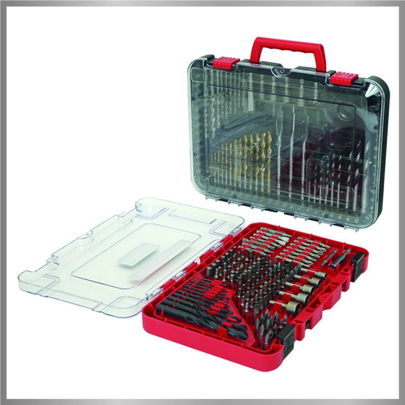 DRILL & BIT SET IN TRANSPARENT BOX