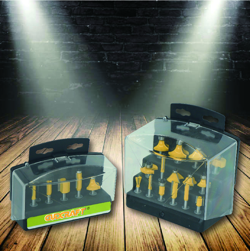 ROUTER BITS SET WITH TRANSPARENT BOX