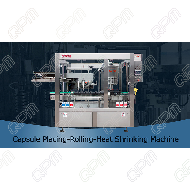 Capsule placing-rolling-heat shrinking machine