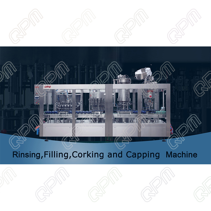 Wine rinsing filling corking&capping machine