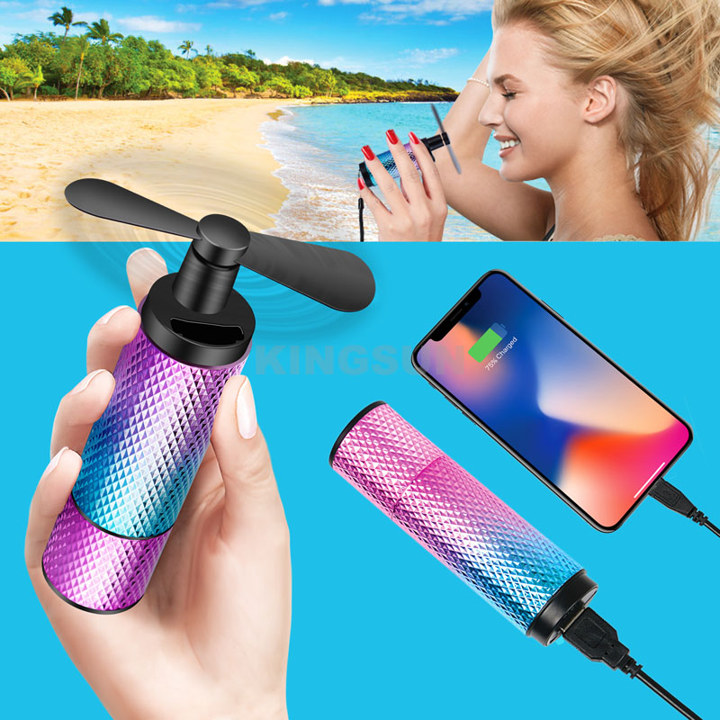 USB charged rechargeable handheld mini fan with power bank 2200mAh