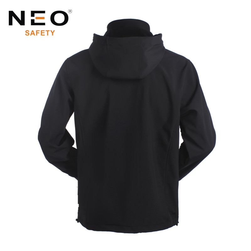 Classic Style Black Softshell Jacket with Detachable Hood