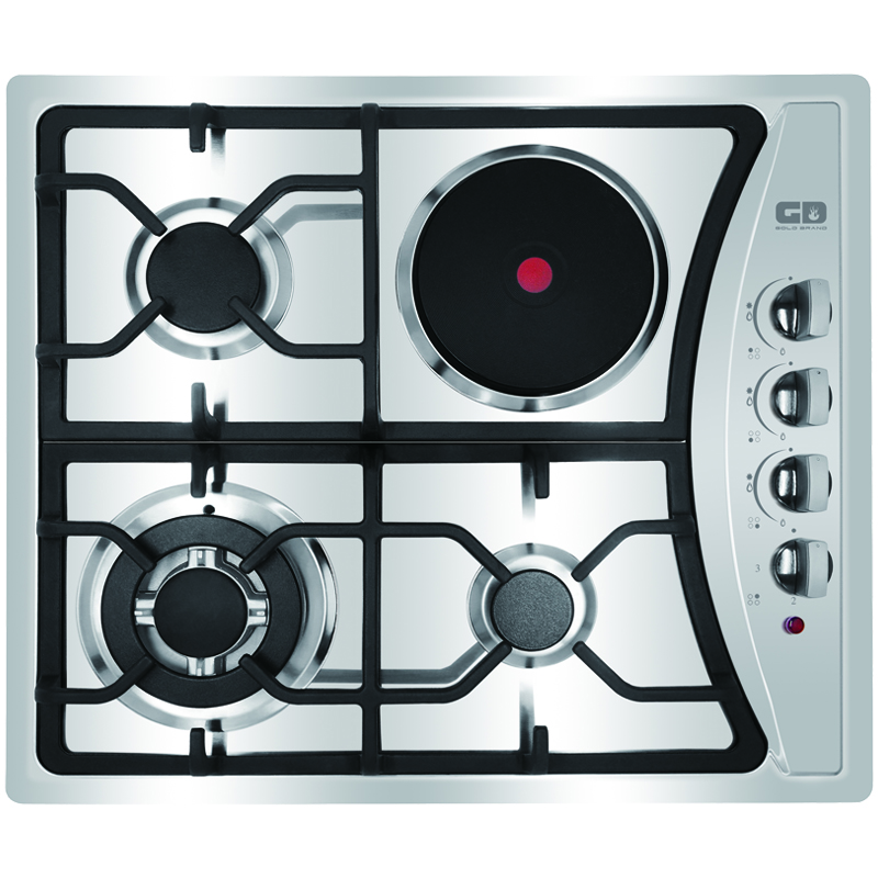 3 Gas Burners with 1 Electric Burner Built-in Gas Hob