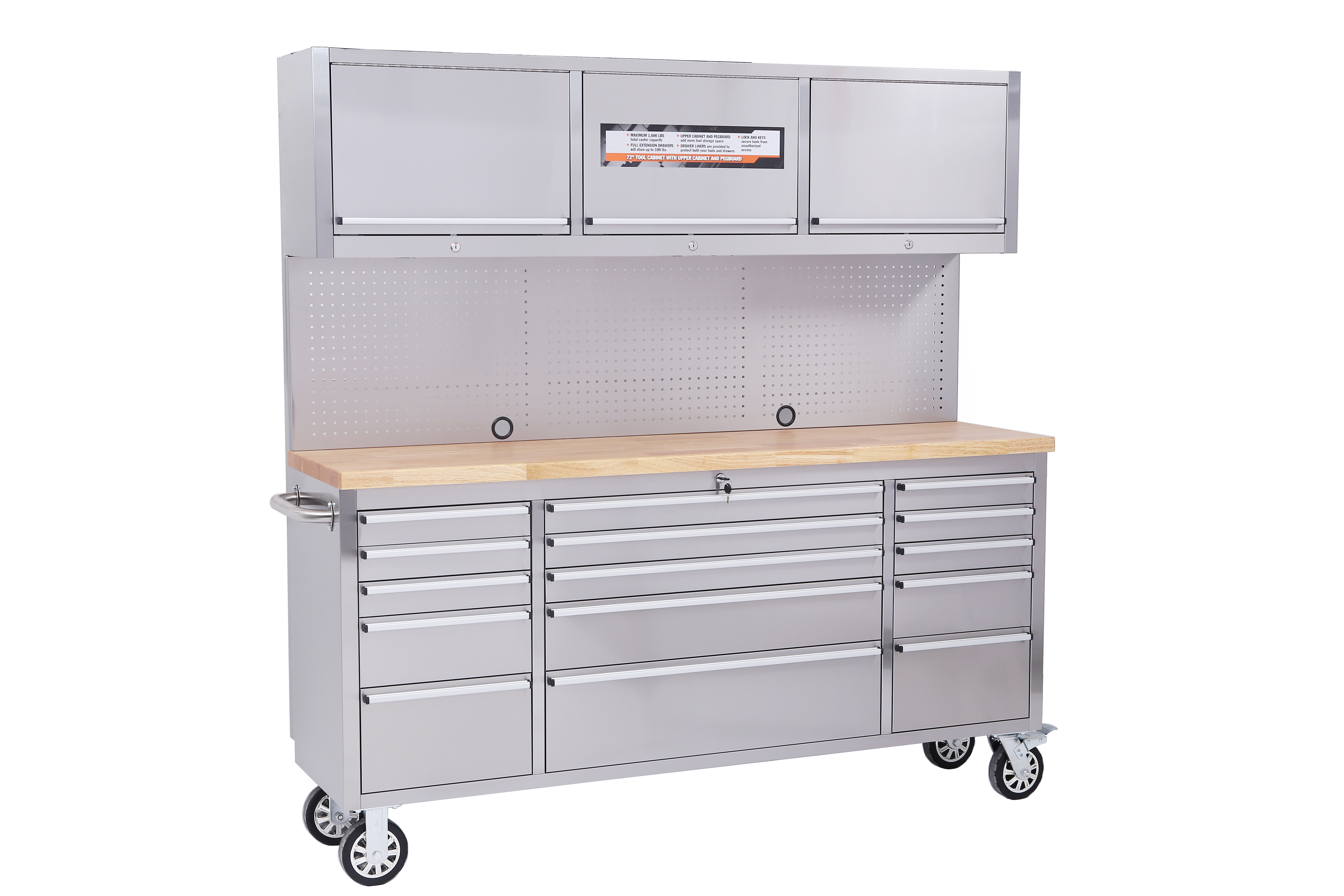 72inch 15 Drawers Tool Chest With Up Cabinet