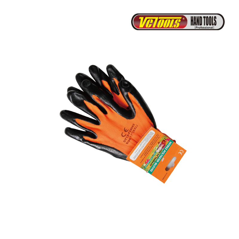 Nitrile polyester gloves