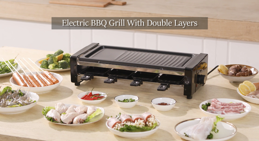 electric bbq grill with two layers