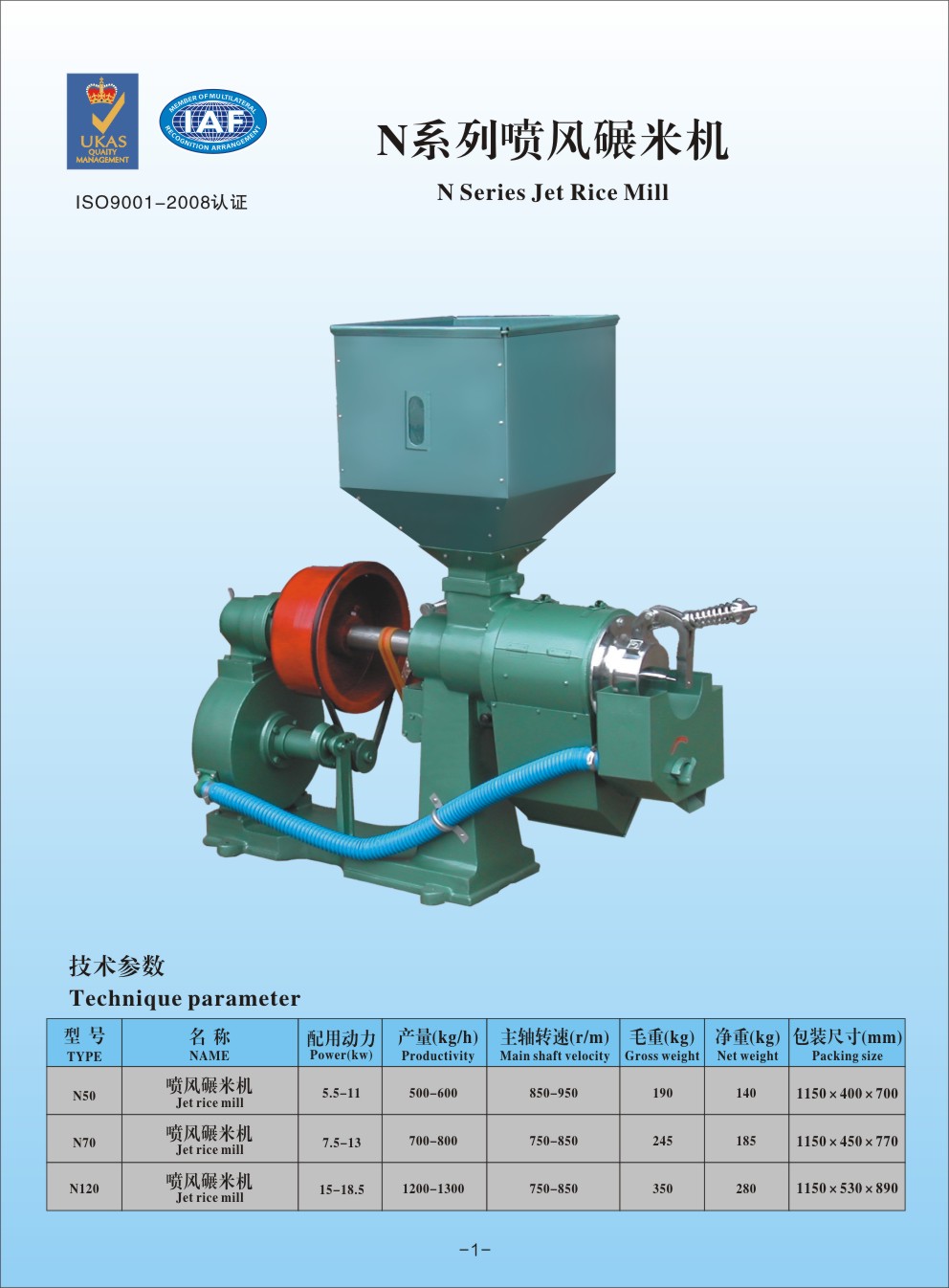 N N Series Double Pipes Jet Rice Mill