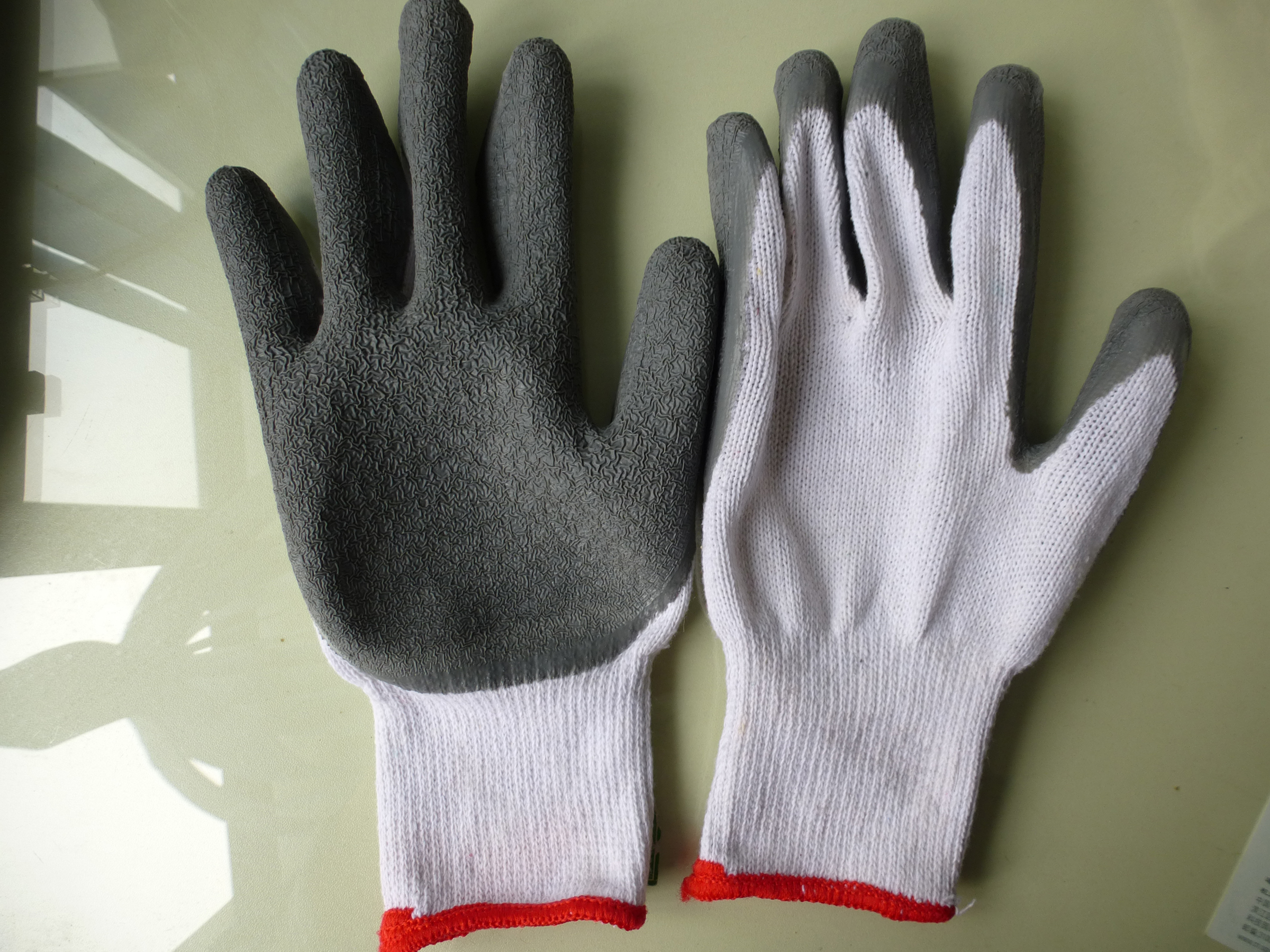 10gauge cotton glove with latex coated and wrinkle