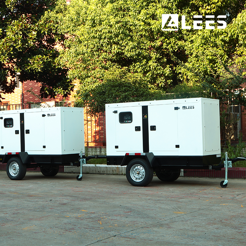 Mobile trailer diesel generator set easy move with four wheels