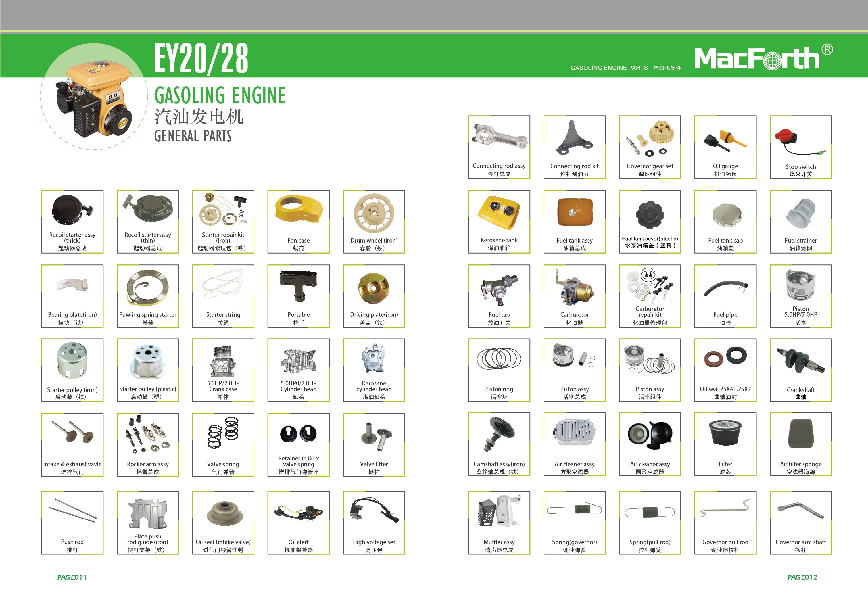 SPARE PART OF GASOLINE ENGINE