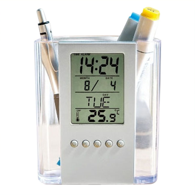 VGW-269 transparent pen holder clock