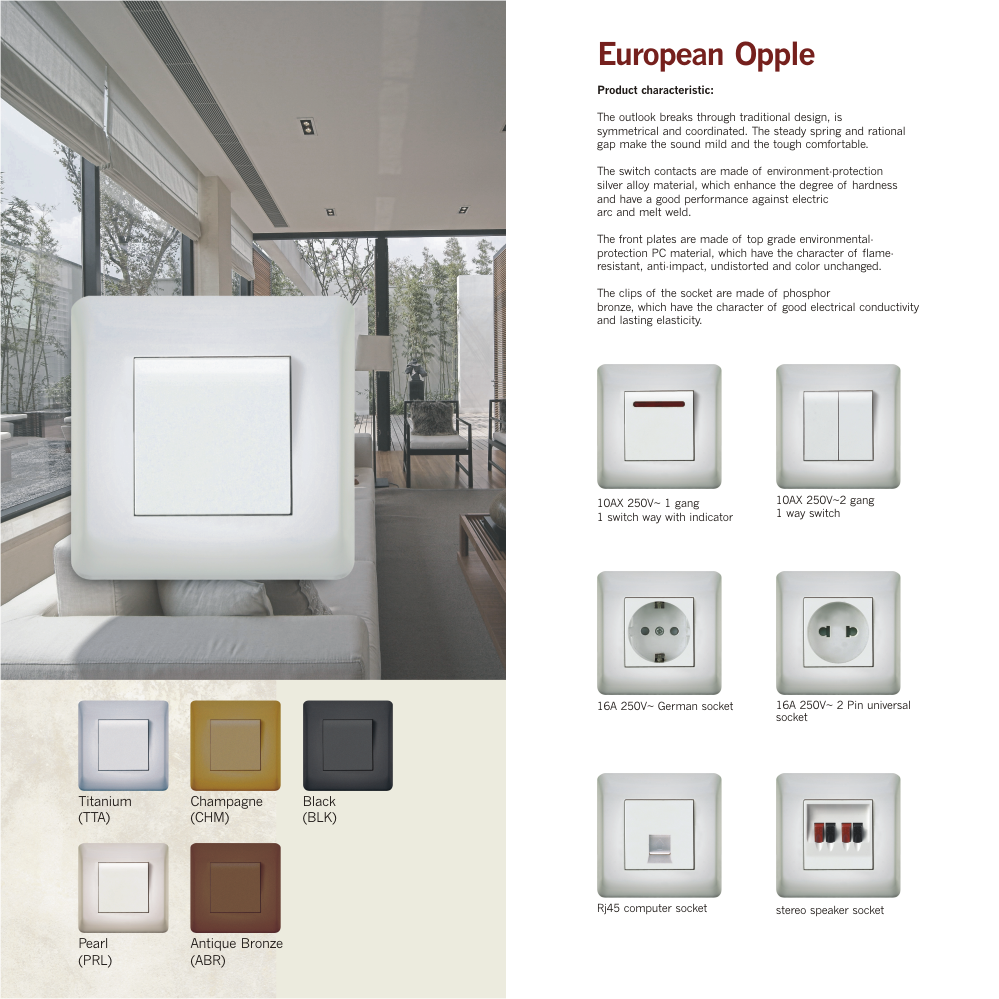 Opple European switch and socket