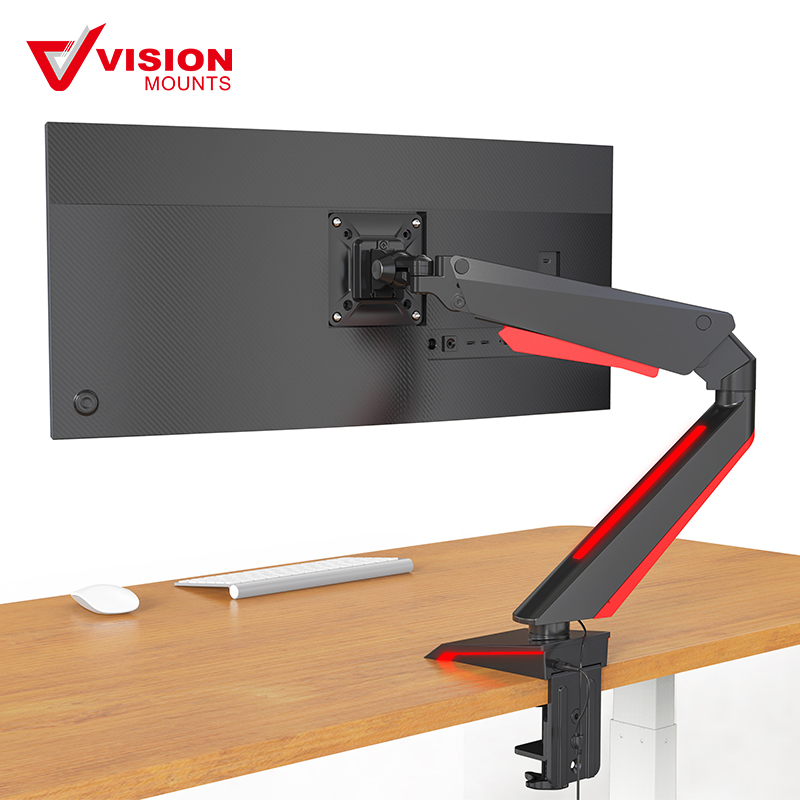 Monitor Mount Stand - Aluminum Gas Spring Arm Height Adjustable Monitor Desk Mount VESA Bracket