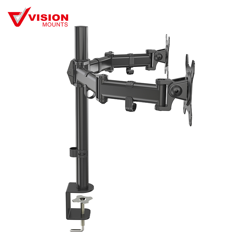 Full Motion 13 to 27  inch Dual Monitor Desk Mount Stand with Articulating Arm Joint  Fits 2 Screens