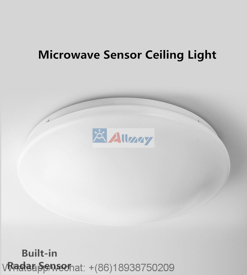 12W Day White Round Microwave Motion Sensor LED Surface Mount Ceiling Light with motion sensor for Hallway Corridor Stairs