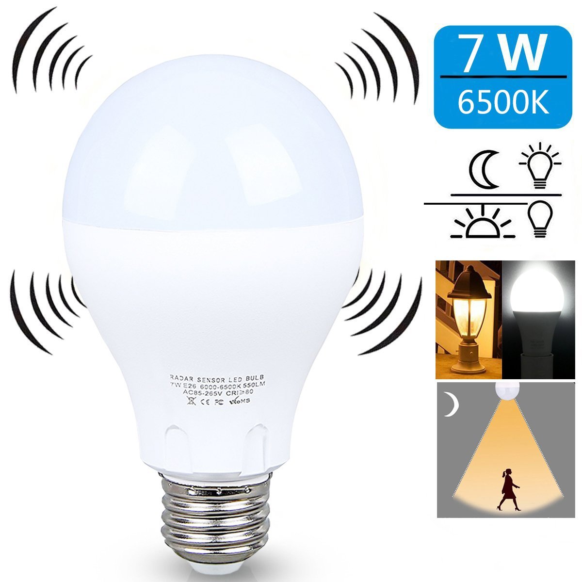 4W 7W 9W E27 Automatic On/Off Microwave Motion Sensor LED Light Bulb for Indoor Corridor Hallway Garage Staircase