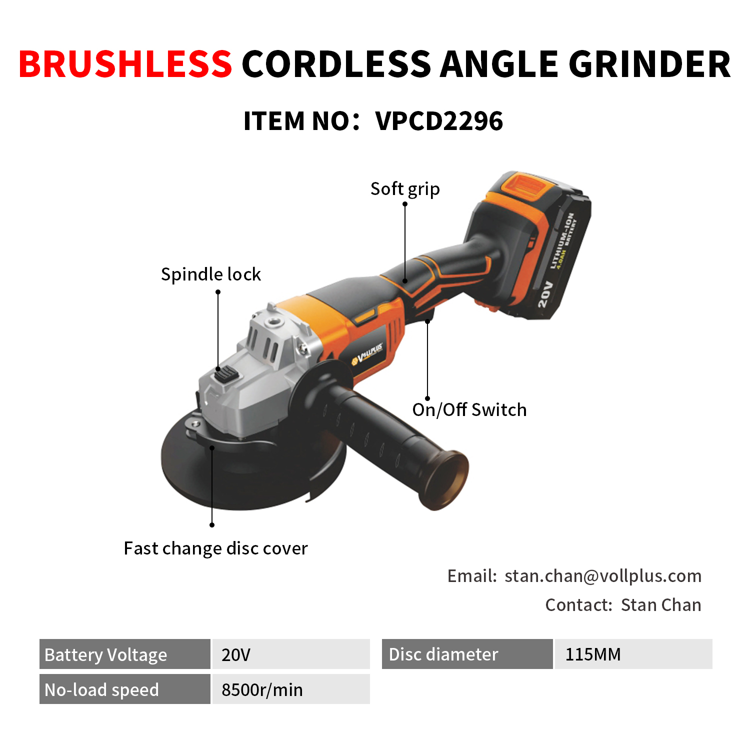 Brushless Cordless Angle Grinder