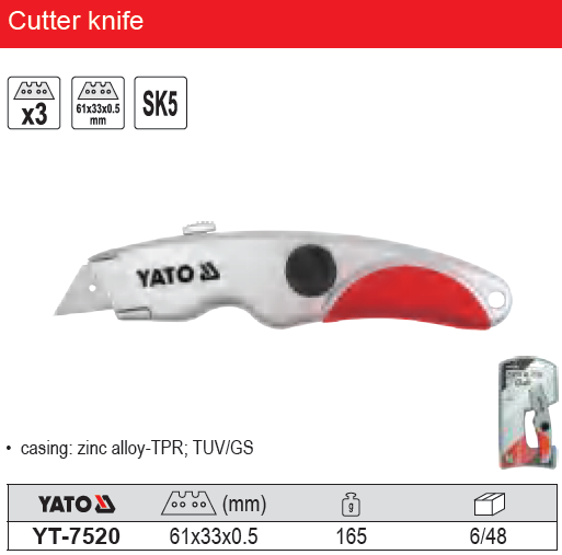 CUTTER KNIFE 61X33MM SK5