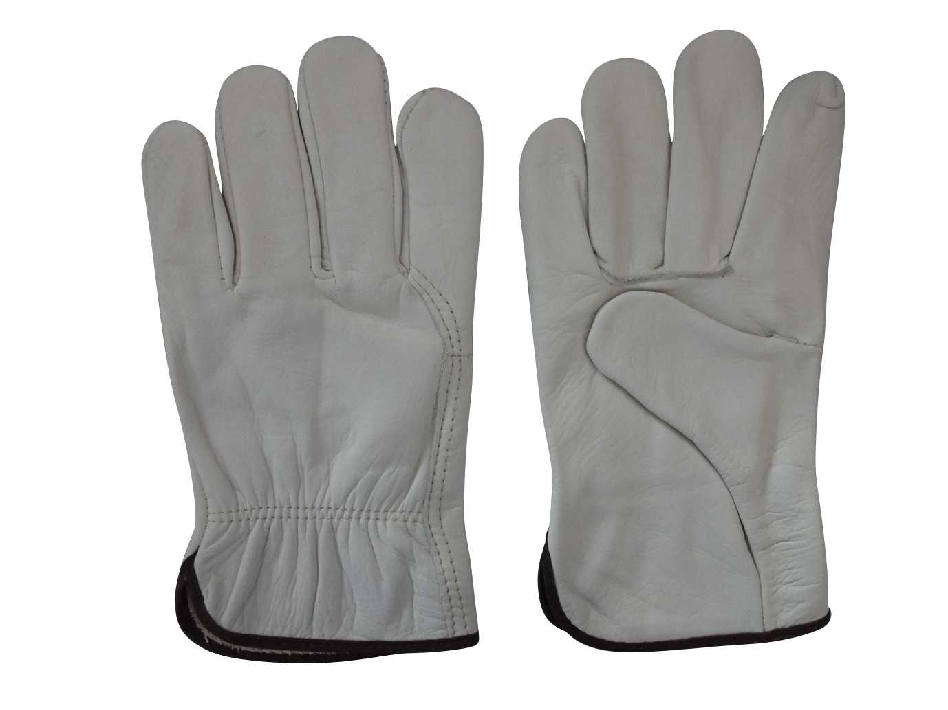 Cow grain leather driver glove straight thumb unlined