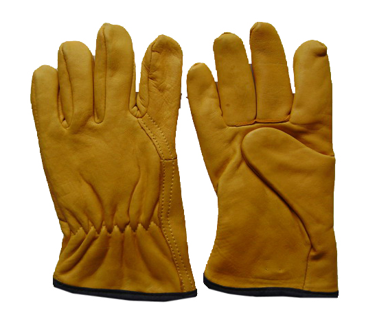 Cow grain leather driver glove straight thumb unlined