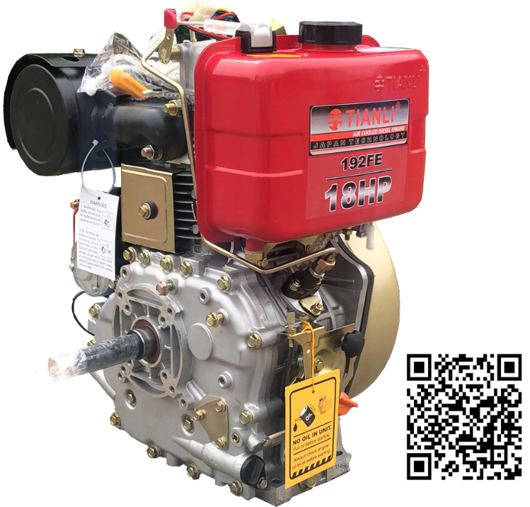 Single cylinder  vertical  direct injection 4-stroke air cooled diesel engine