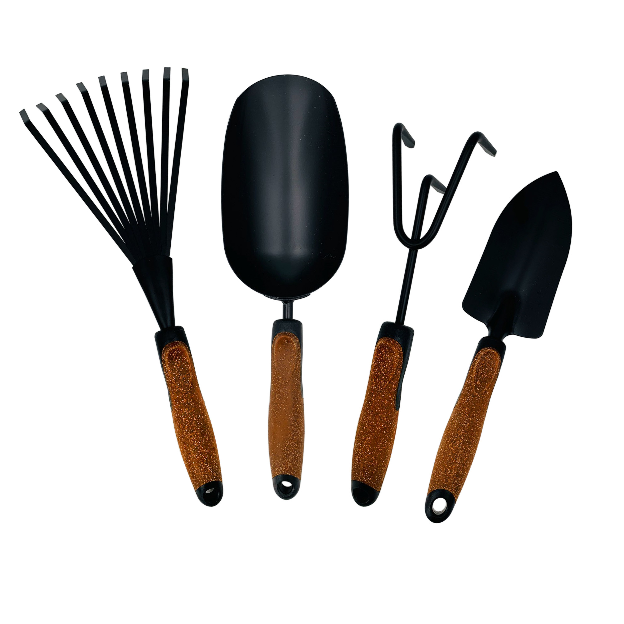 Garden Tool Set  4 Pieces  Heavy Duty Powder Coated Steel  Cork Handle