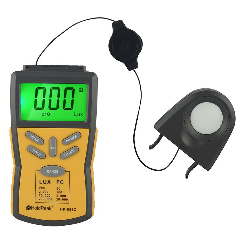 Lux Light Meter with Peak Hold,Lux/FC UnitData Hold and LCD Display