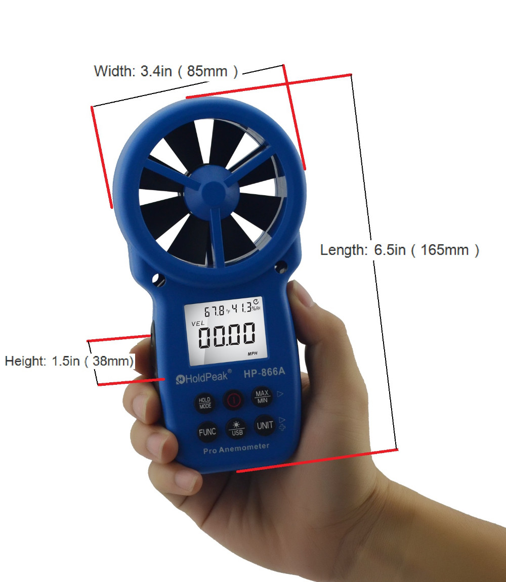Digital Anemometer, Measurement Wind Device wind speed meter HP-866A