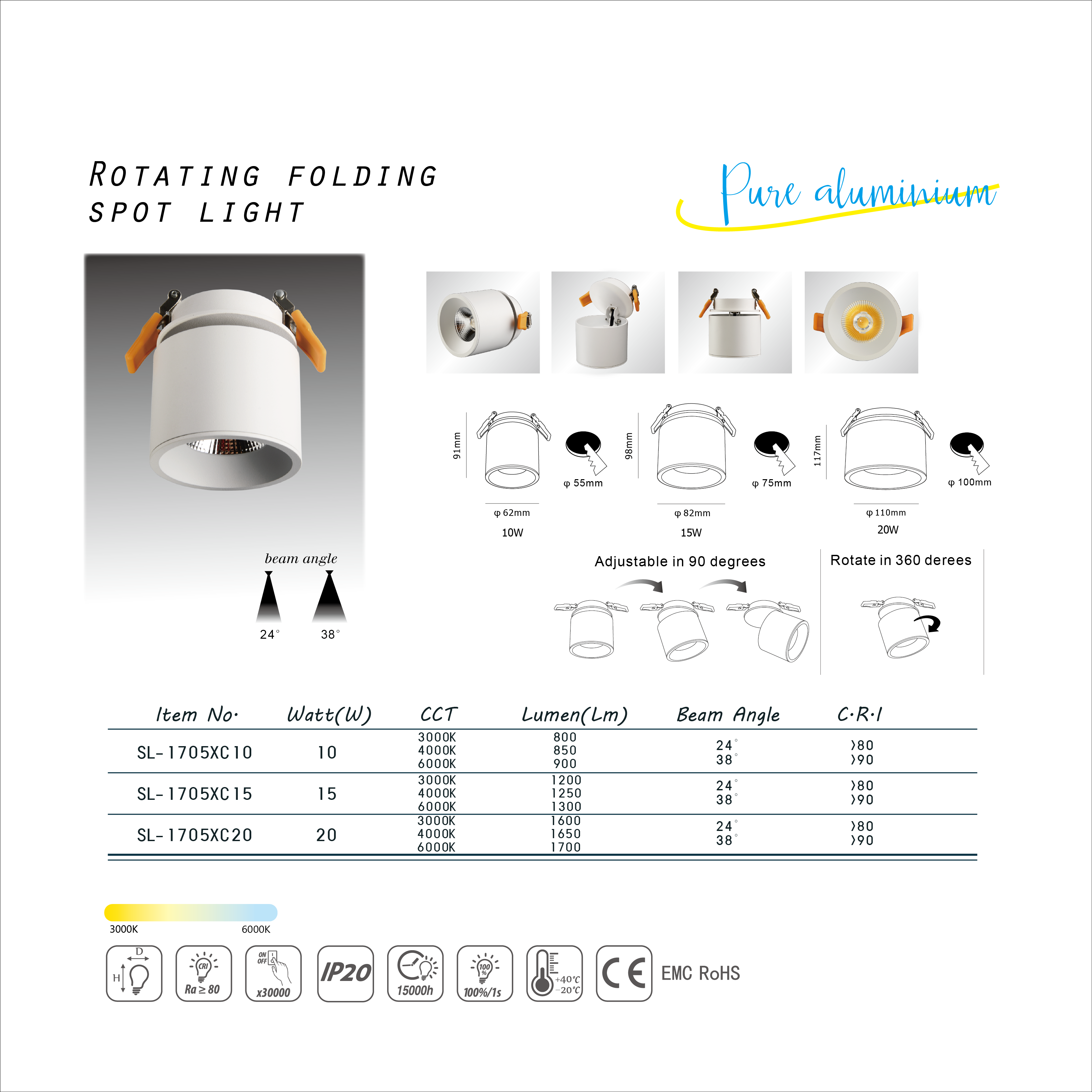 Rotating folding  spot light