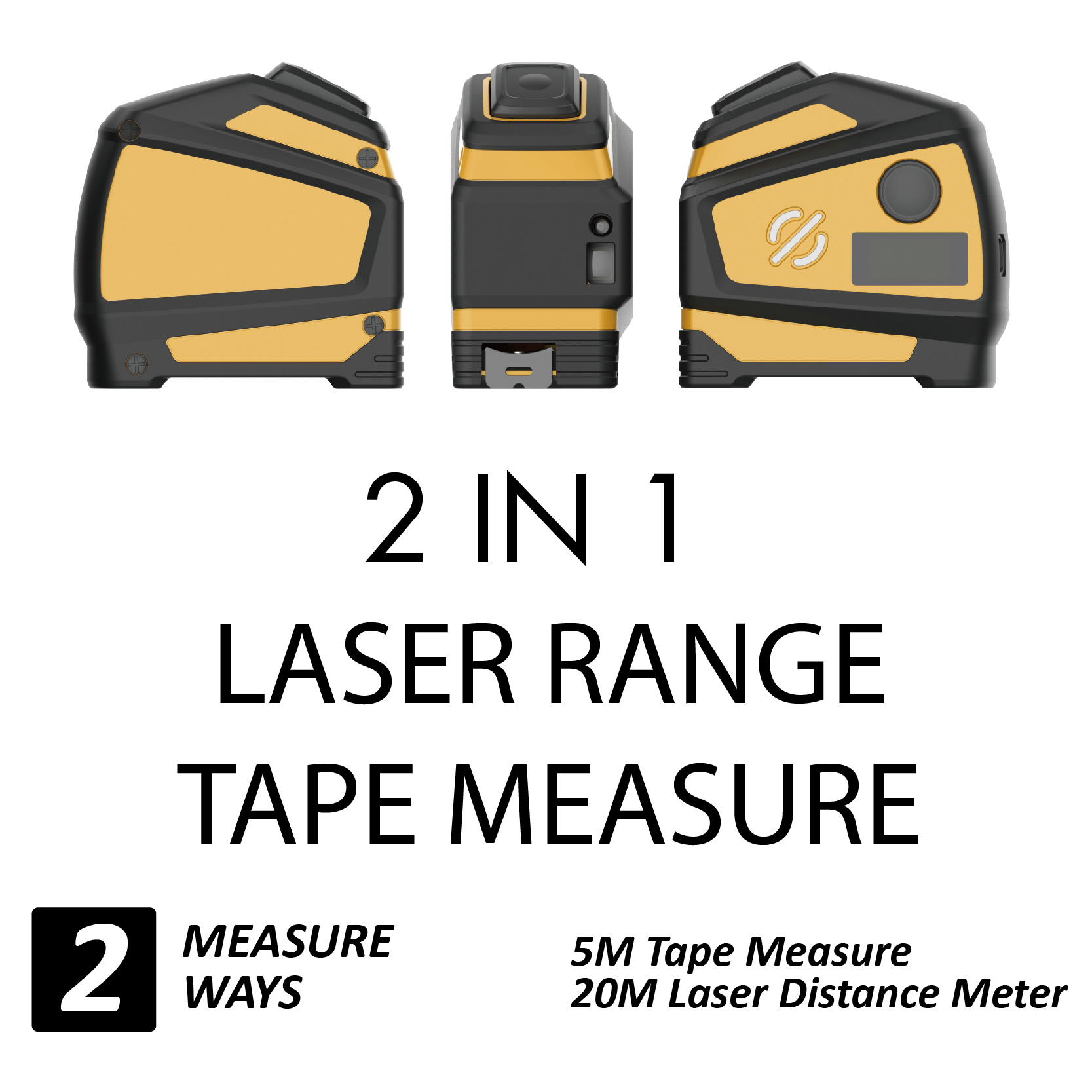 2 in 1  Laser Range Tape Measure