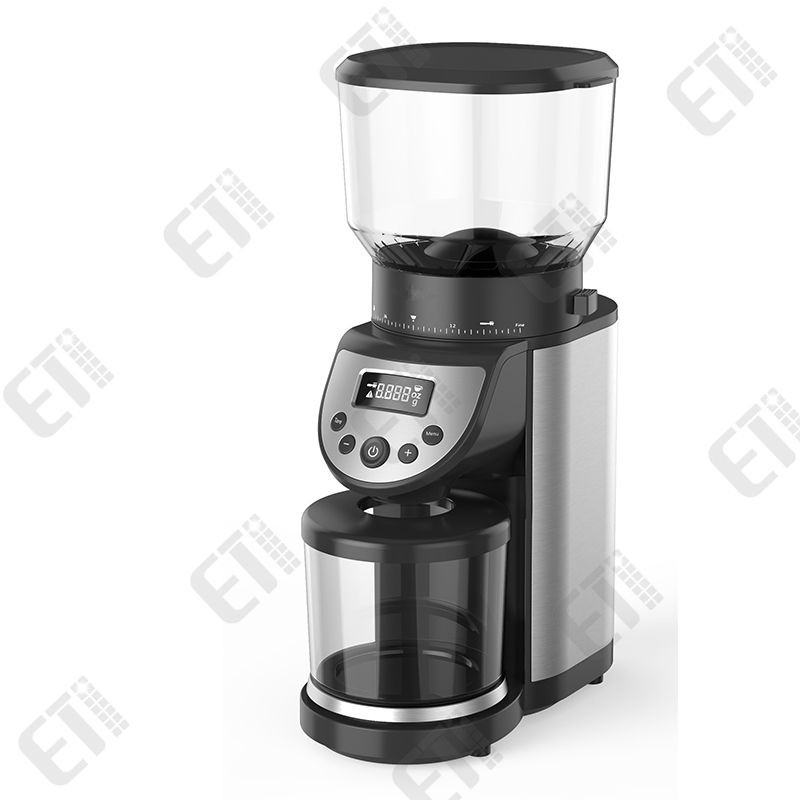Coffee Grinder  Conical Coffee Grinder Mill  Integrated Scale  Brushed Stainless Steel