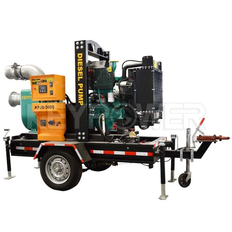 Keypower 8 Centrifugal Self-Priming Dewatering Sewage Diesel Pump Set with trailer