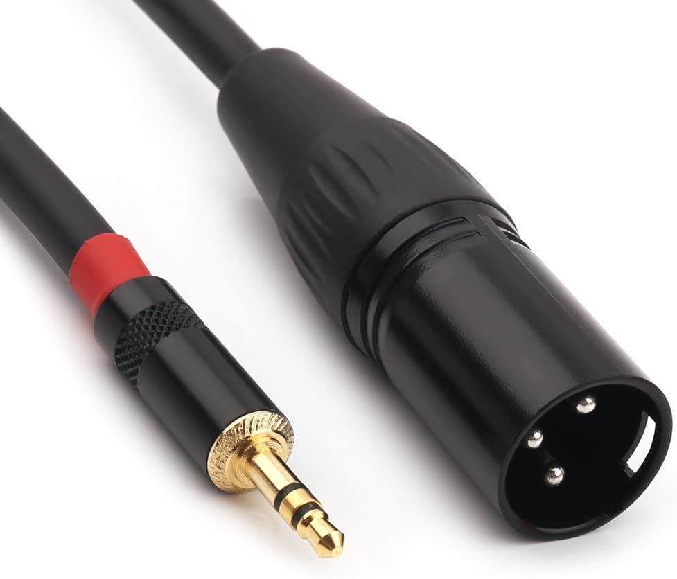 3.5mm (1/8 inch) TRS stereo male to XLR plug interconnection audio microphone cable