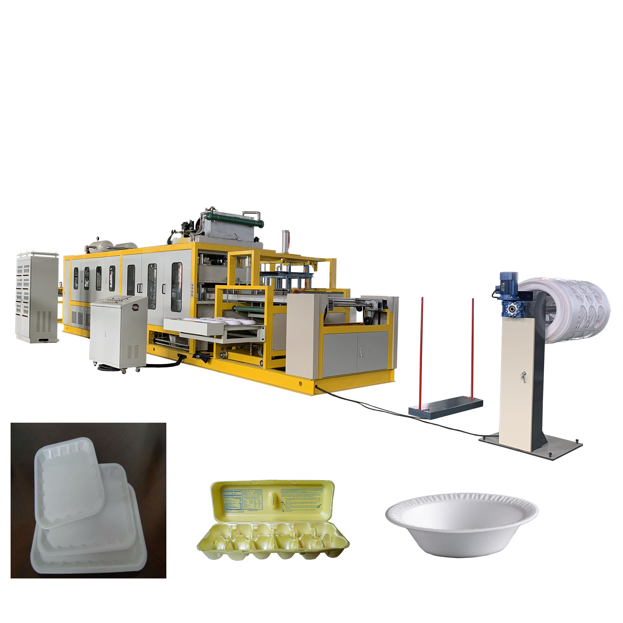 Automatic foam lunch box vacuum forming and cutting integrated machine
