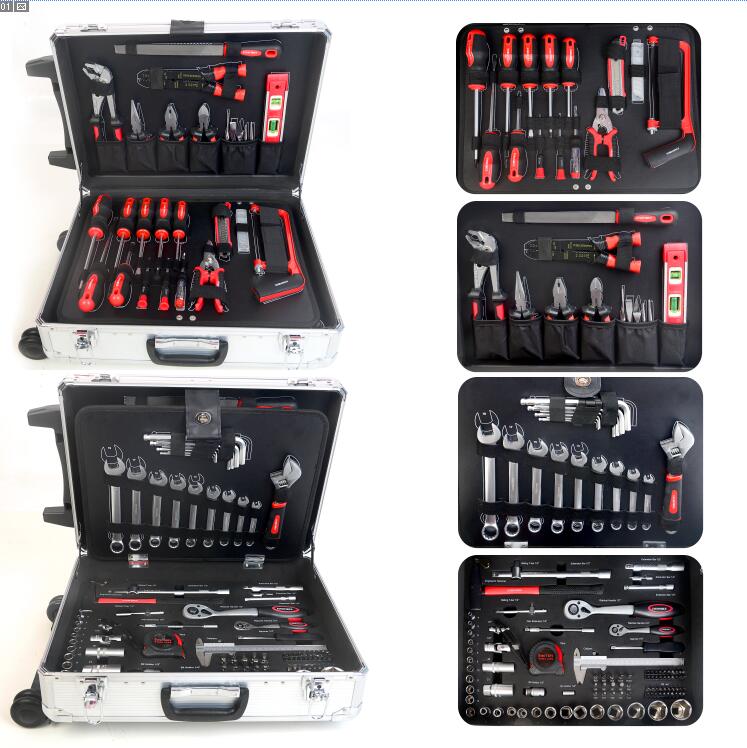 157pcs  toolbox multi-function aluminum case hardware tool set