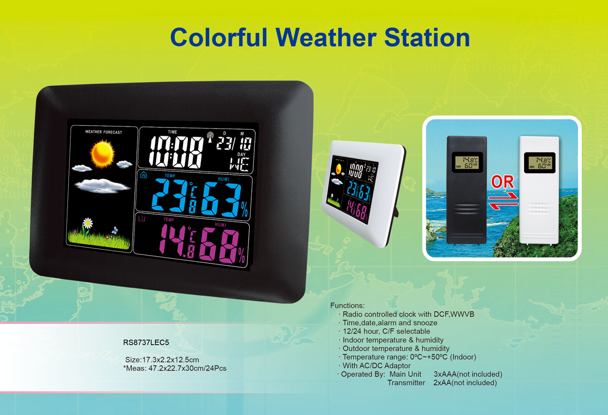 Digital weather station clock