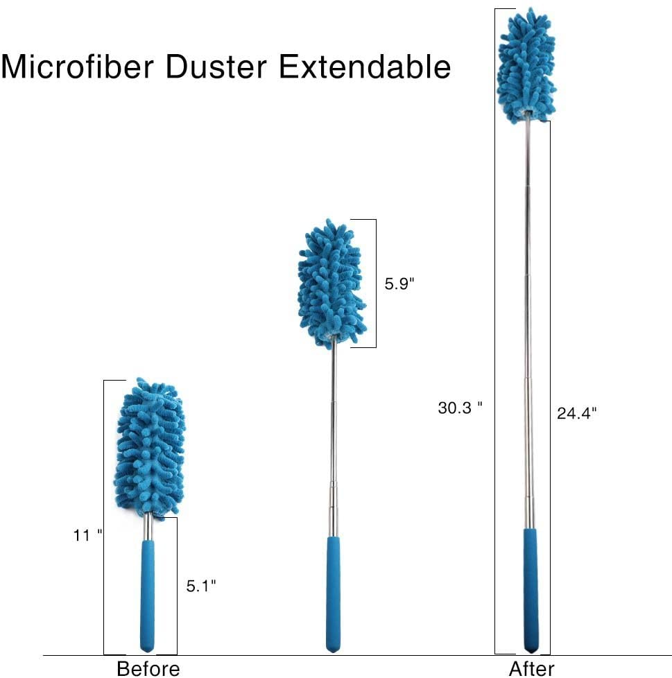 Extendable Microfibre Duster with Telescoping Pole  4 Pcs Washable Dusting Brush Set for Home  Office  Car
