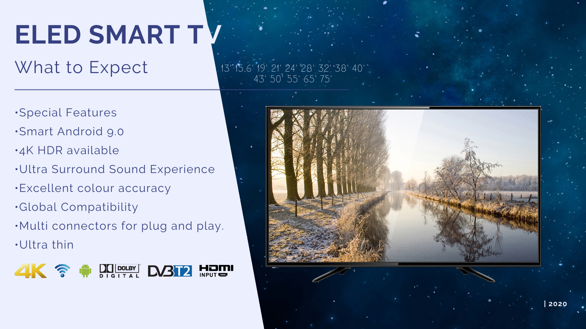 40inch FHD SMART DVB-T2 DVB-S2 ISDB-T ATSC LED TV
