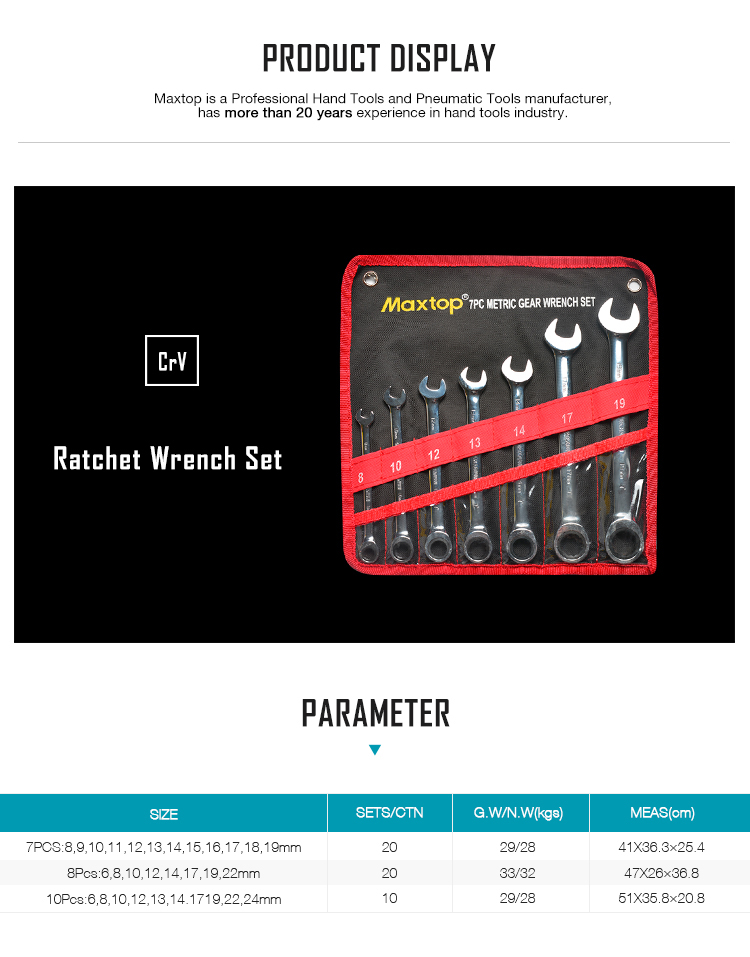 7pcs ratchet wrench set