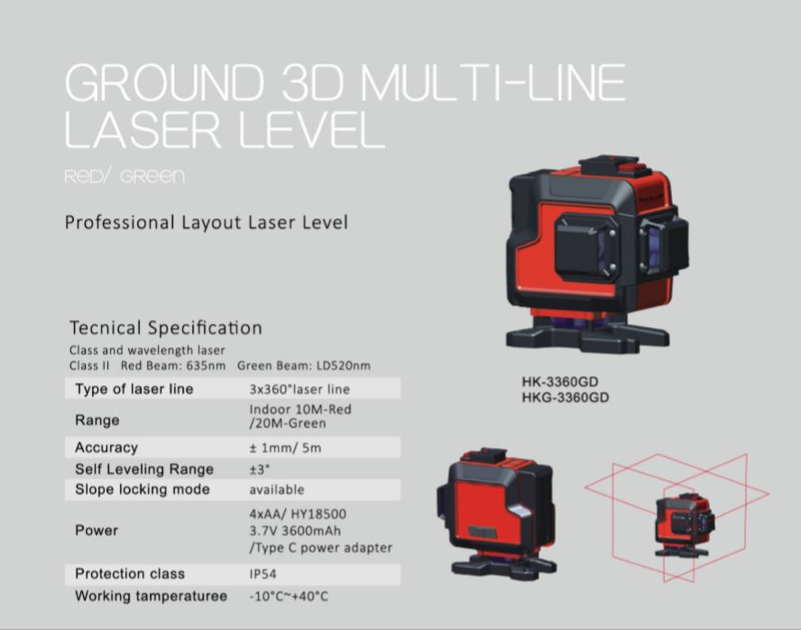 Ground 3D 12 Lines Laser Level