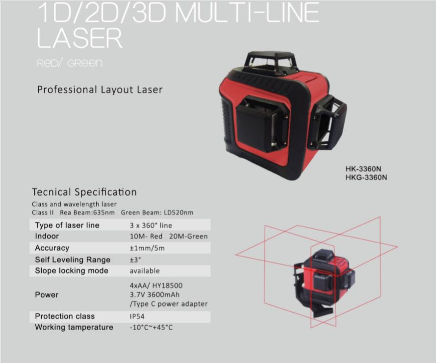 3D - 12 Line Laser Level