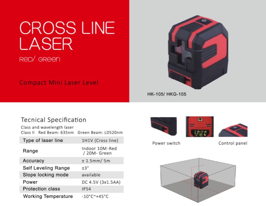 Mini Compact Cross Green Line Laser Level