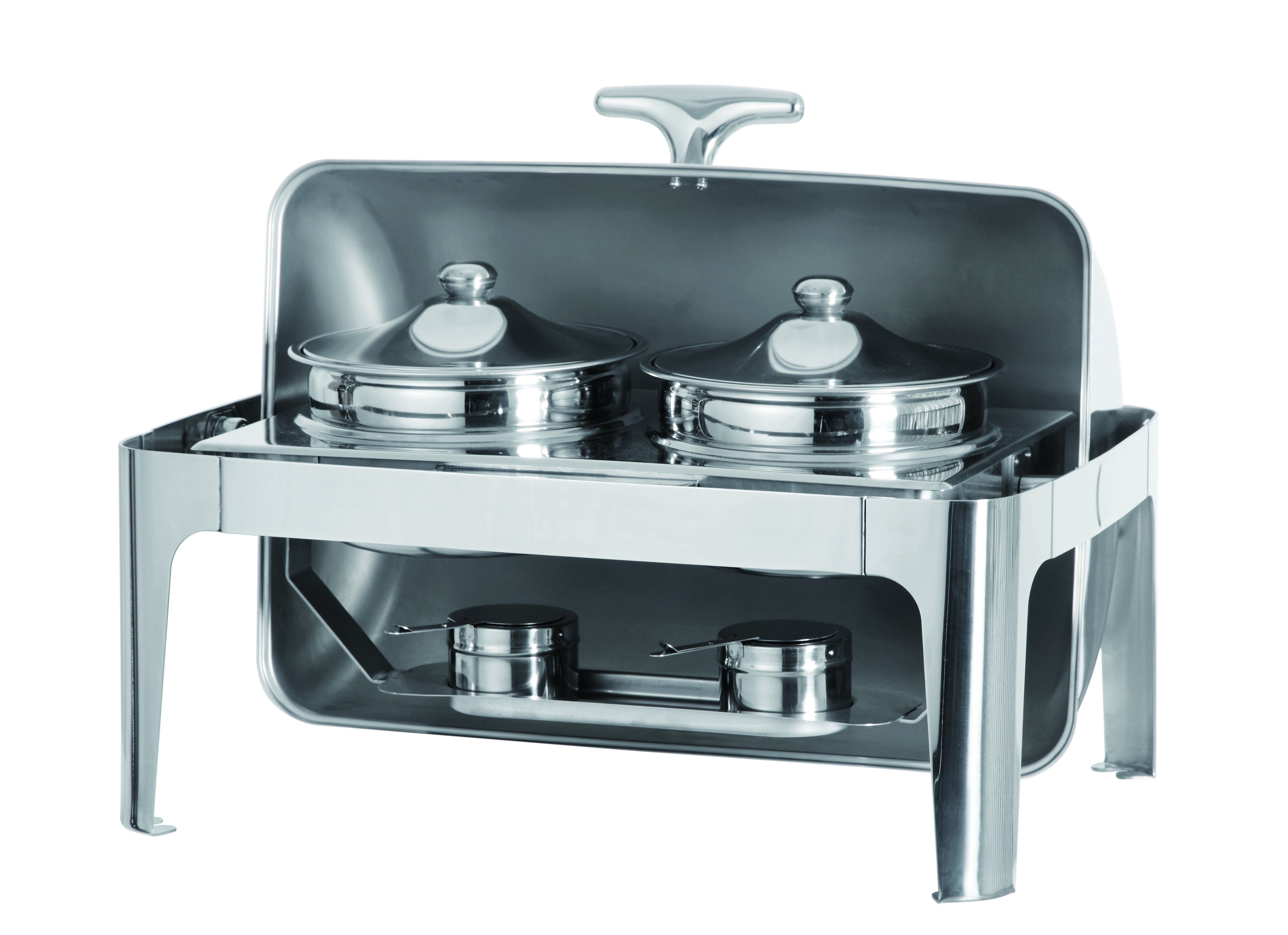 Oblong Soup station With Roll Top Lid and Stainless Steel Legs