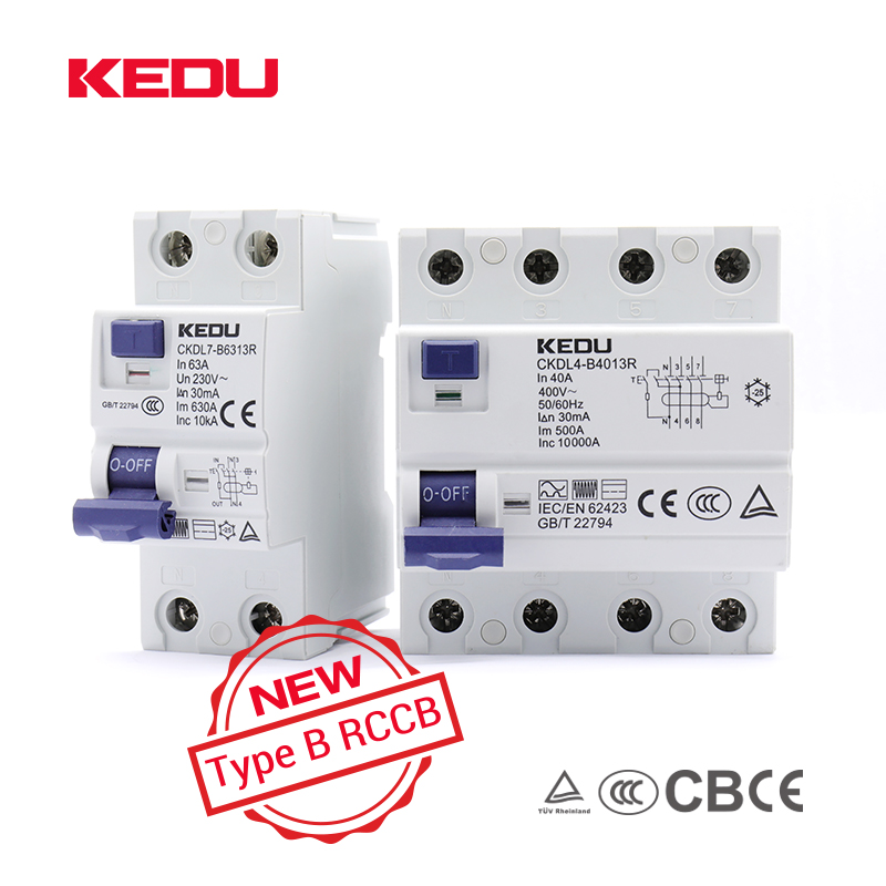 Type B Residual Current Operated Circuit Breaker  (RCCB)  6K 10KA) 4P or 2P25A 40A 63A Suitabl