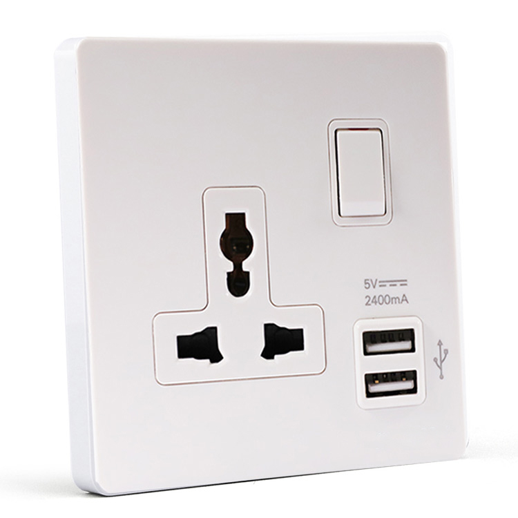 DELIXI 220V 3 Pin Plug 13A 5 Pin Zigbee Universal Uk Electrical Multi Wall Socket Outlet Panel Switch Dual Usb Charger Port