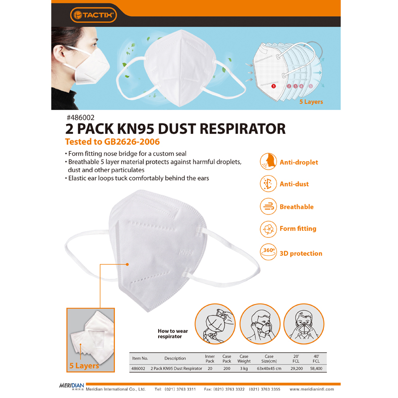 2 Pack KN95 Dust Respirator