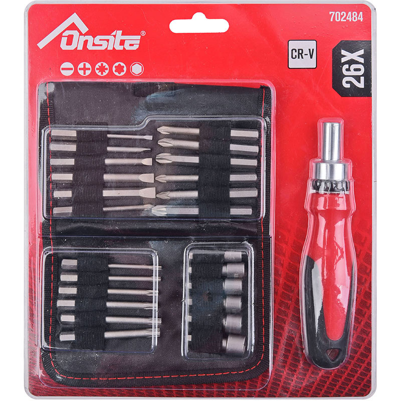 26pc Ratchet Screwdriver and Bit Set